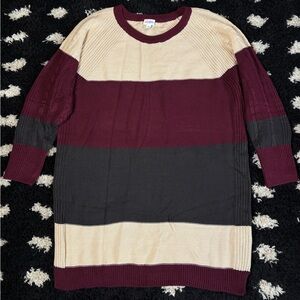 LuLaRoe Burgundy and Cream Long Sleeve Dress